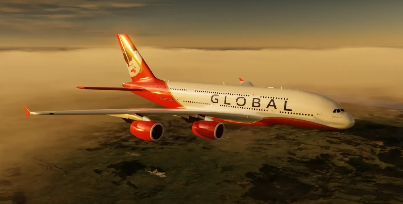 А-380 в ливрее Global Airlines. 