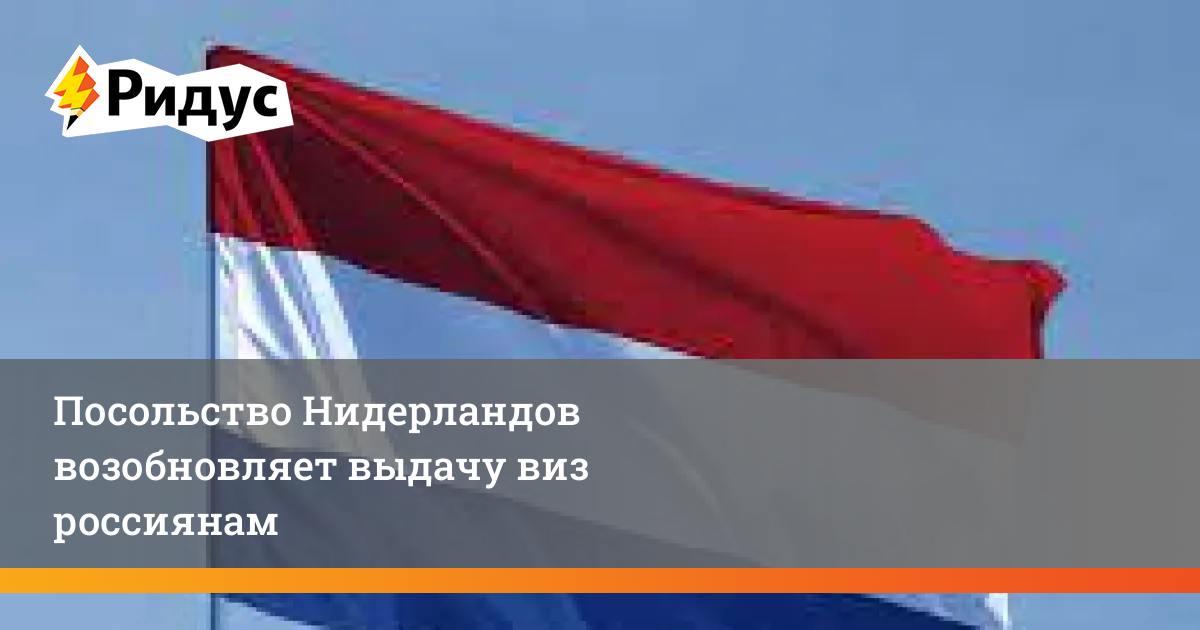 Посольство Нидерландов возобновляет выдачу виз россиянам