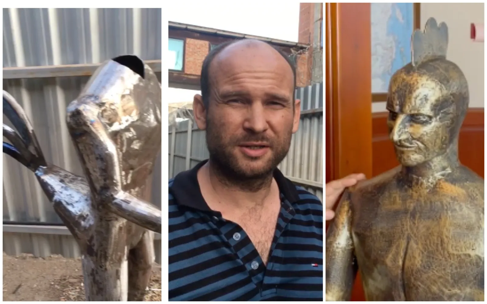 Автор и его скульптура.