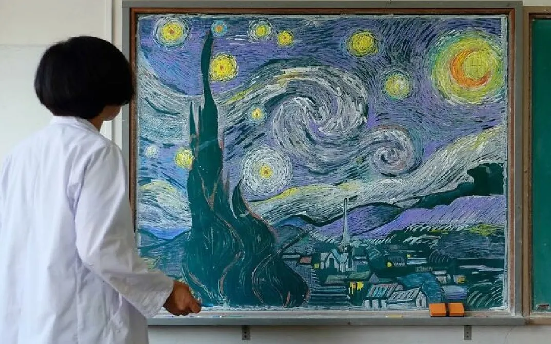 Картина Ван Гога, нарисованная мелом.