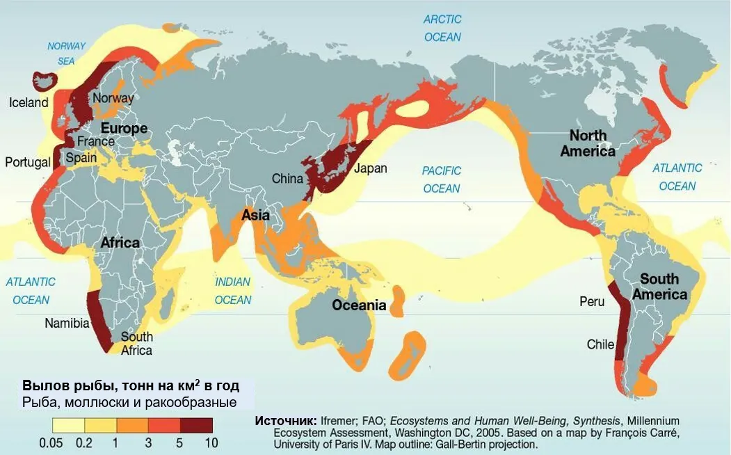 Мировая карта рыболовства
