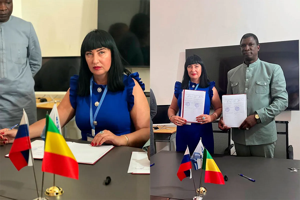 Проектор ЮЗГУ Ирина Геннадиевна, подписывает соглашение с университетом Ахмед Баба