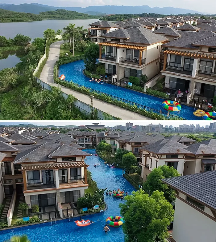 Общий бассейн в жилом комплексе в Китае.